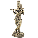 Brass Krishna Idol, Lord Krishna Murti, Handcrafted Statue for Pooja, Home Decor & Gifting, Gold, 5.5 Inch, 1 Piece