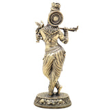 Brass Krishna Idol, Lord Krishna Murti, Handcrafted Statue for Pooja, Home Decor & Gifting, Gold, 5.5 Inch, 1 Piece