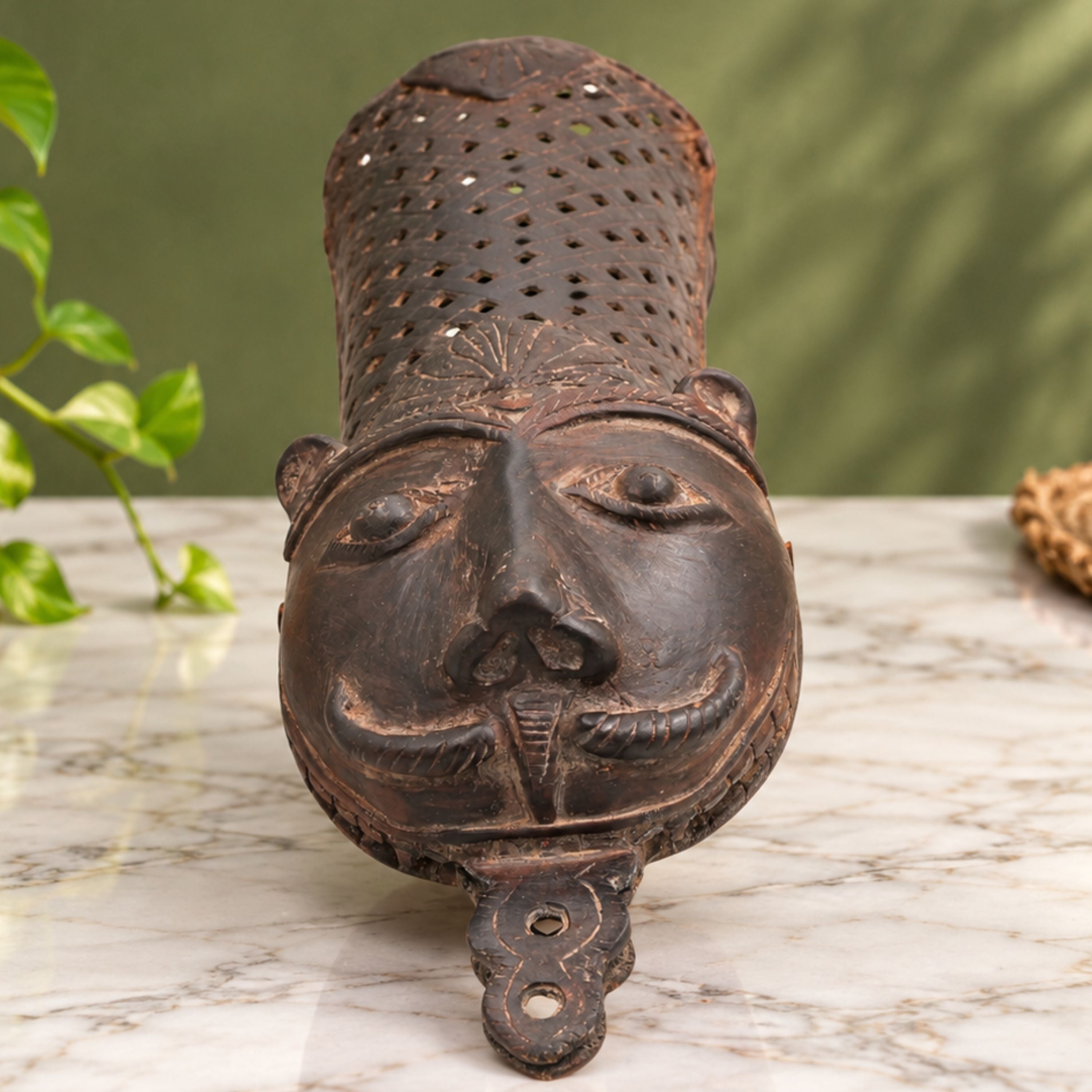 Tribal art Tiger Headed Hand Armour/Gauntlet Sculpture