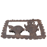 Brass Tribal Head Pair Wall Hanging, Bastar Dhokra Art, 11.5 Inch