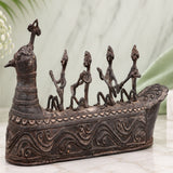  Tribal art Mayurpankhi Boat Sculpture