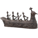 Brass Mayurpankhi Boat Sculpture, Bastar Dhokra Art, 6 Inch
