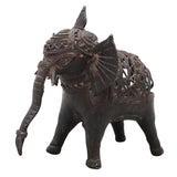 Brass Dhokra Elephant Sculpture, Bastar Tribal Art, 4.5 Inch