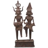 Brass Dhokra Dancing Couple Sculpture, Bastar Art, 11 Inch
