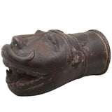 Brass Lion Head Sculpture, Bastar Dhokra Decorative Piece, 3.5 Inch