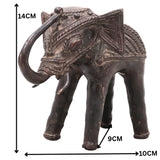 Brass Dhokra Elephant Sculpture, Large, Bastar Art, 5.5 Inch