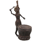 Brass Dhokra Man with Drum Sculpture, Bastar Tribal Art, 7 Inch