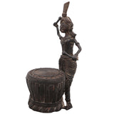 Brass Dhokra Man with Drum Sculpture, Bastar Tribal Art, 7 Inch
