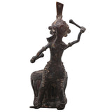 Brass Dhokra Man with Drum Sculpture, Bastar Tribal Art, 7 Inch