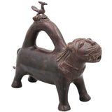 Brass Lion Shaped Kamandal Sculpture, Bastar Dhokra Art, 8.5 Inch