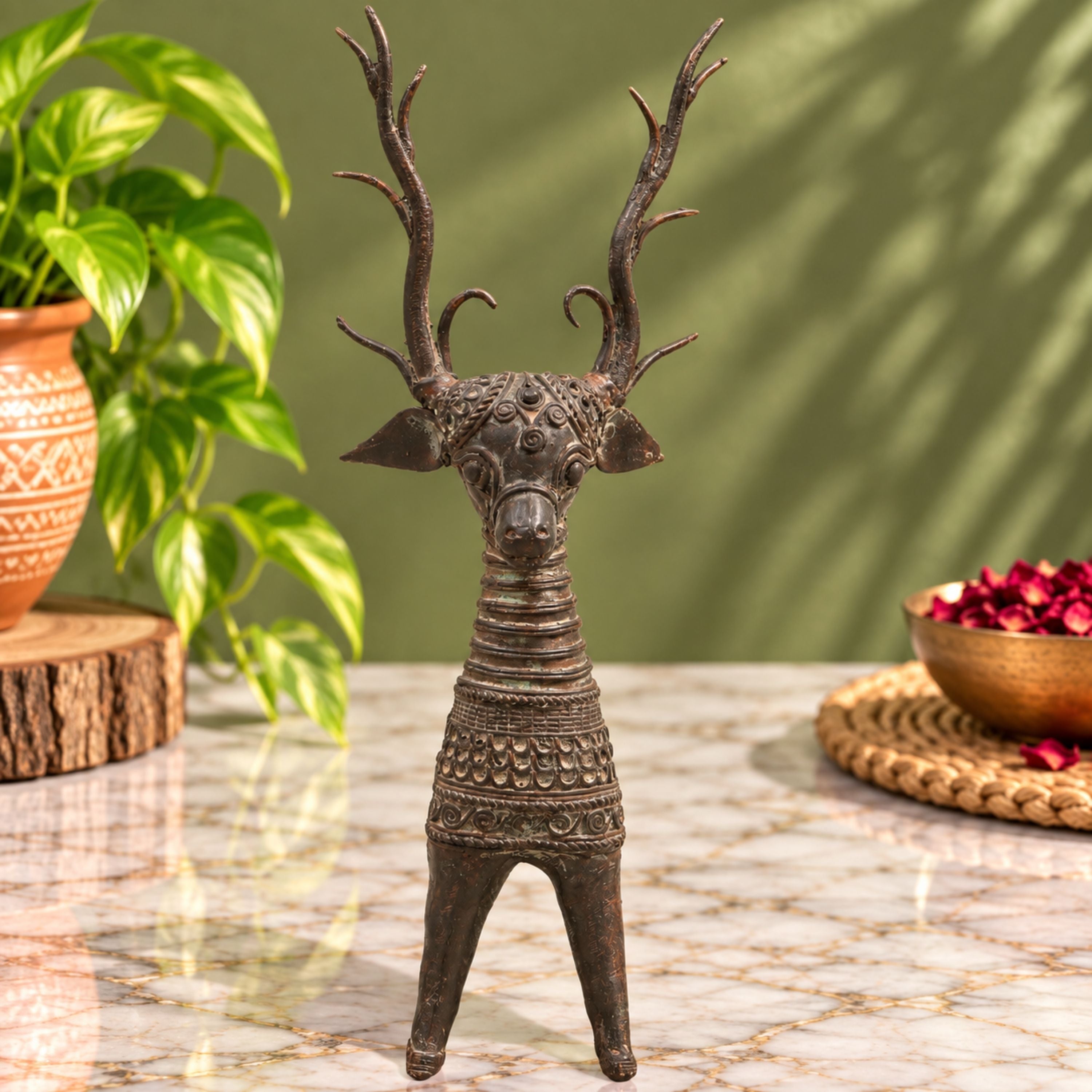  Tribal art Deer Sculpture
