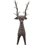 Brass Dhokra Deer Sculpture, Standing, Bastar Tribal Art, 10.5 Inch