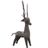 Brass Dhokra Deer Sculpture, Standing, Bastar Tribal Art, 10.5 Inch
