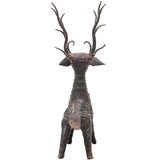 Brass Dhokra Deer Sculpture, Standing, Bastar Tribal Art, 10.5 Inch
