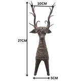 Brass Dhokra Deer Sculpture, Standing, Bastar Tribal Art, 10.5 Inch