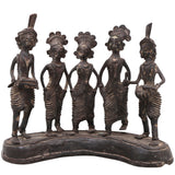 Brass Dhokra Musician and Dancing Figurine, Bastar Art, 6.5 Inch