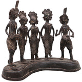 Brass Dhokra Musician and Dancing Figurine, Bastar Art, 6.5 Inch