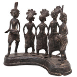 Brass Dhokra Musician and Dancing Figurine, Bastar Art, 6.5 Inch