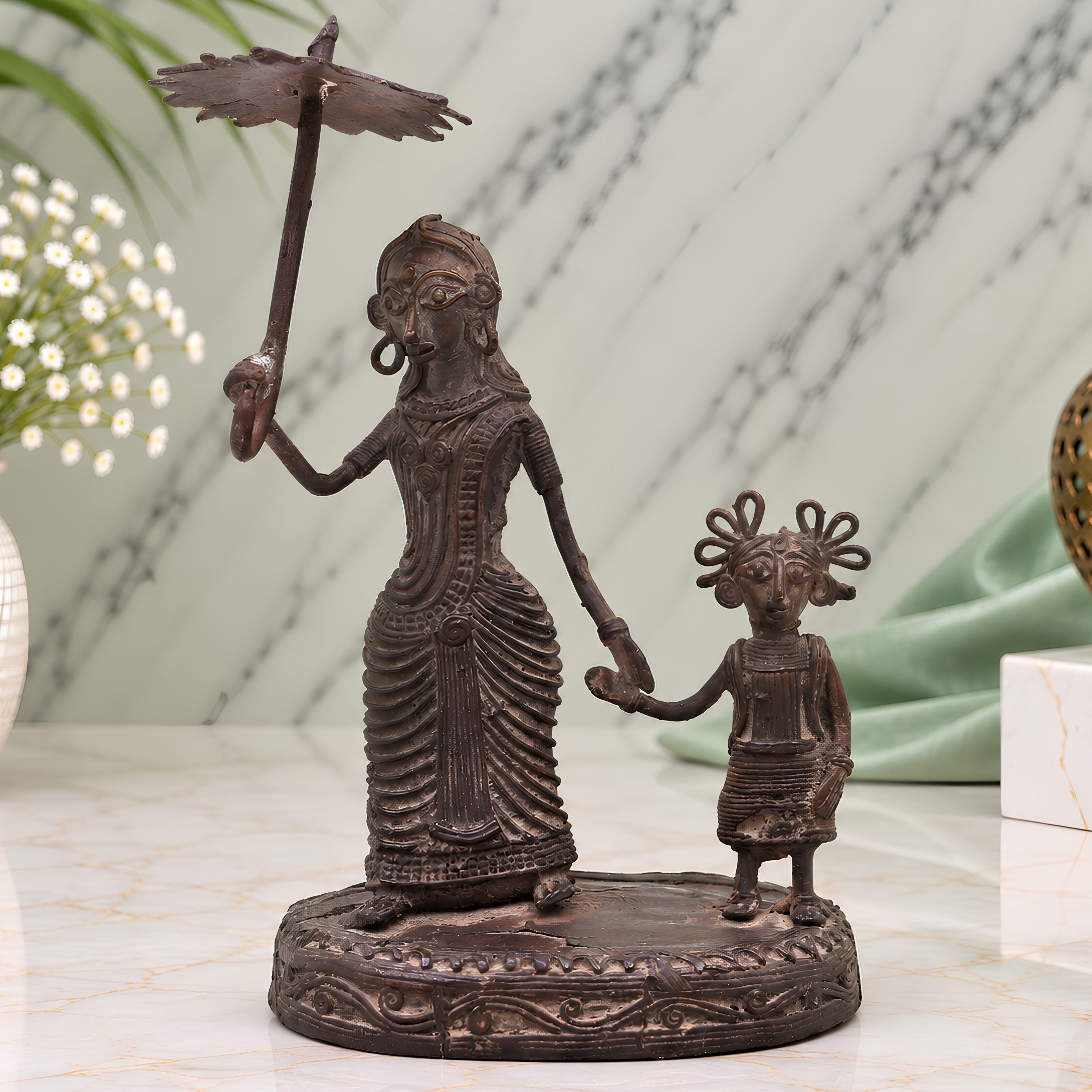  Tribal art Lady and child Sculpture