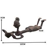 Brass Dhokra Reading Lady Sculpture, Bastar Tribal Art, 2 Inch
