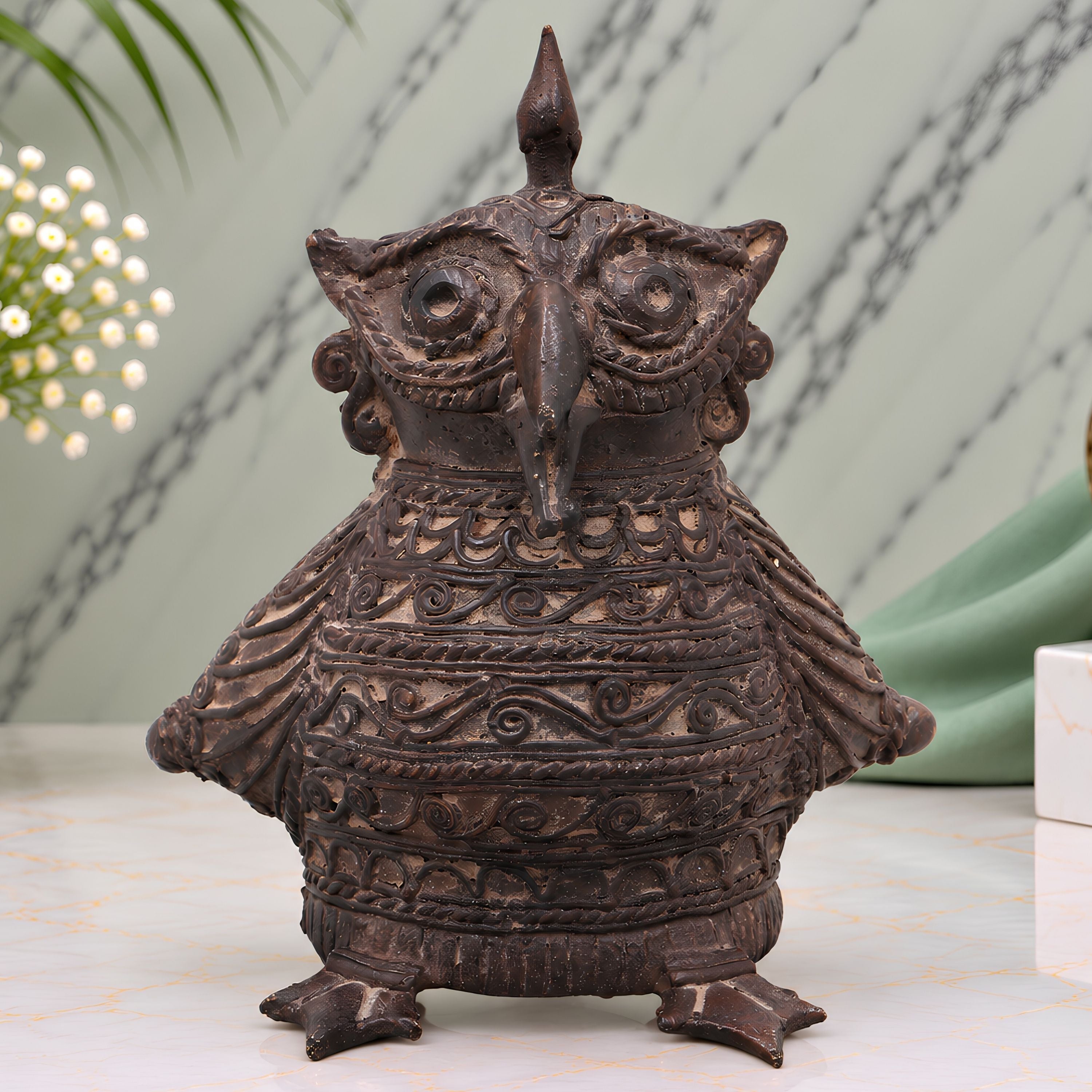 Tribal art Owl Sculpture