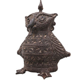 Brass Dhokra Owl Sculpture, Compact, Bastar Tribal Art, 5 Inch