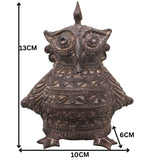 Brass Dhokra Owl Sculpture, Compact, Bastar Tribal Art, 5 Inch