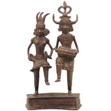 Brass Dhokra Folk Singing Couple Sculpture, Bastar Art, 11 Inch