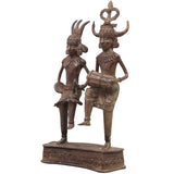 Brass Dhokra Folk Singing Couple Sculpture, Bastar Art, 11 Inch