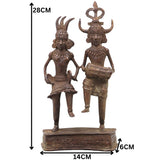 Brass Dhokra Folk Singing Couple Sculpture, Bastar Art, 11 Inch