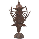 Brass Dhokra Durga Idol, Bastar Tribal Art Style, 9 Inch