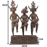 Brass Dhokra Musician and Dancing Idol, Bastar Art, 10 Inch
