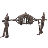 Brass Dhokra Palki Sculpture, Tribal Palanquin Art, 4 Inch