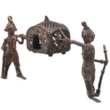 Brass Dhokra Palki Sculpture, Tribal Palanquin Art, 4 Inch
