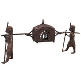 Brass Dhokra Palki Sculpture, Larger Palanquin Art, 4.5 Inch