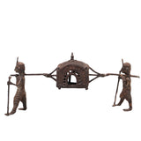 Brass Dhokra Palki Sculpture, Larger Palanquin Art, 4.5 Inch