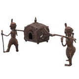 Brass Dhokra Palki Sculpture, Larger Palanquin Art, 4.5 Inch
