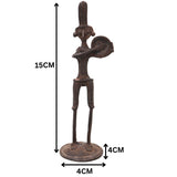 Brass Dhokra Musician Sculpture, Bastar Tribal Art, 6 Inch