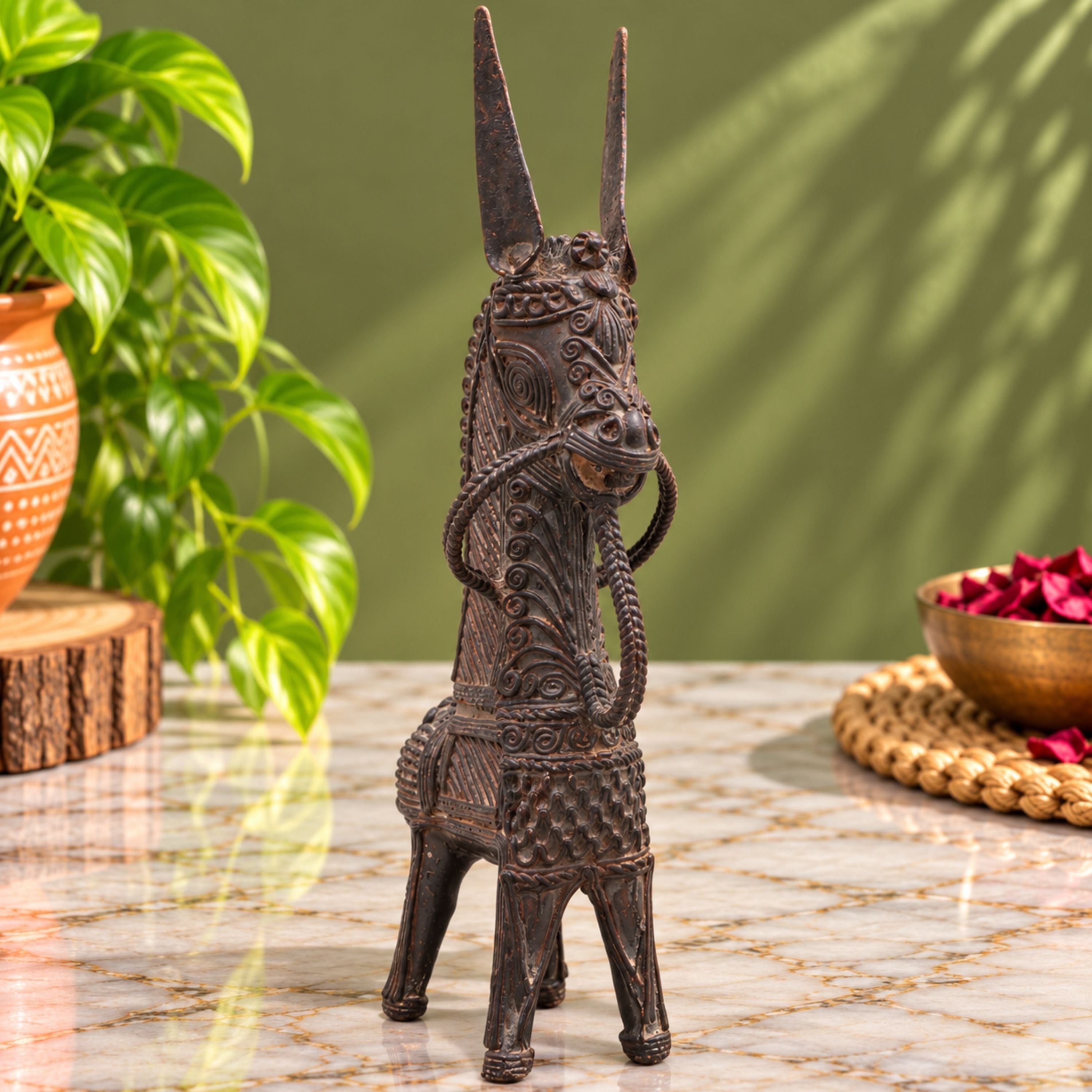 Tribal art Horse Sculpture