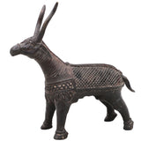 Brass Dhokra Goat Sculpture, Bastar Tribal Art, 7.5 Inch