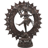 Brass Dhokra Nataraja Sculpture, Bastar Tribal Art Style, 9 Inch