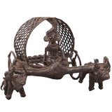 Brass Bullock Cart Sculpture, Bastar Tribal Art, 4.5 Inch