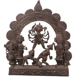 Brass Durga Sculpture, Dasahara Scene, Bastar Tribal Art, 11 Inch