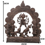 Brass Durga Sculpture, Dasahara Scene, Bastar Tribal Art, 11 Inch