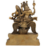 Brass Vishnu Lakshmi on Garuda Idol | Narayana Lakshmi Garudadhvaja Murti | Vaikunthanatha Vishnu Lakshmi Statue for Temple & Home Decor,Gold, 12 Inch, 1 Piece