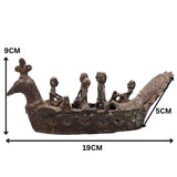 Brass Boat Sculpture with Tribal People, Compact, 3.5 Inch