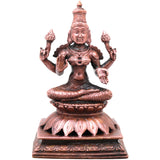 Copper Lakshmi Idol, Lakshmi Devi Murti, Handcrafted Devi for Pooja, Home Decor & Gifting, Brown, 5 Inch, 1 Piece