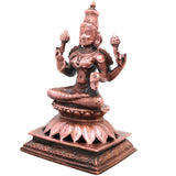 Copper Lakshmi Idol, Lakshmi Devi Murti, Handcrafted Devi for Pooja, Home Decor & Gifting, Brown, 5 Inch, 1 Piece