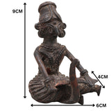 Brass Dhokra Lady Cutting Vegetables Sculpture, Bastar Art, 3.5 Inch