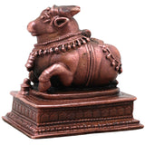 Copper Nandi Idol, Handcrafted Nandishwara Murti for Pooja, Home Temple, Vastu Decor & Gifting, Brown, 2.5 Inch, 1 Piece